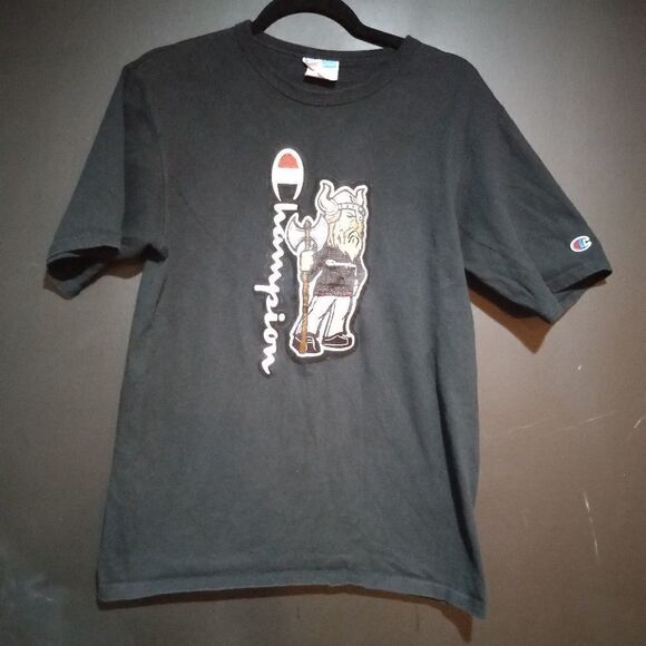 Vintage Champion Viking T-Shirt  Embroidered Patch Crewneck - Picture 1 of 6